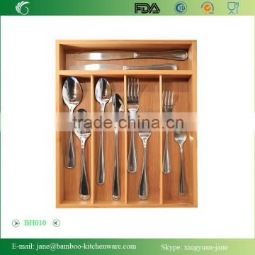 Medium Simple and Useful Seville Classics Bamboo Cutlery Tray and organizer drawer