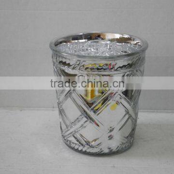 Mini Wide Mouth Glass Diamond Eletroplating Silver Vase With More Style photo-2