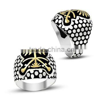 925K Silver Art Design Saudi Arabia Palm Tree Sword Unique Men Ring