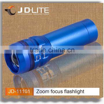 3 light modes Focus Adjustable Aluminum LED Flashlight with blue ring camping flashlight