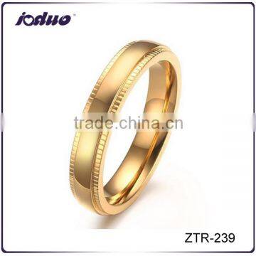 New Arrival Embossing 18K Plated Stainless Steel Ring
