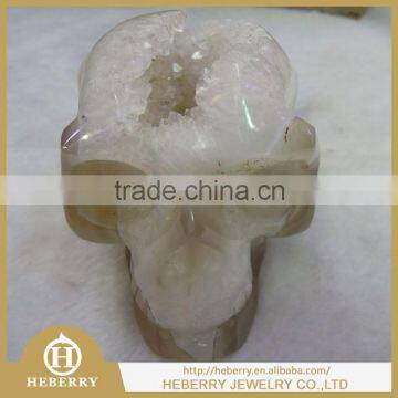 new fashion natural hand carved stone agate skull good for home decoration