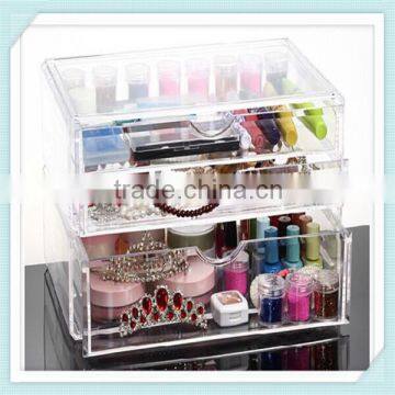 2015 New Pattern Beautiful Perspex Makeup Box Has many Drawers with Comprtitive Price