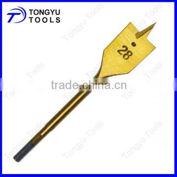 Hexagon Shank With Round Flute Wood Flat Drill Bit,Titanium Coated