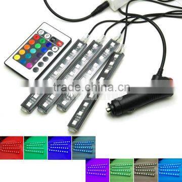 Car Indoor LED Atmosphere Lamp Wireless Control 8 Colors Decorative Strip Lights Car Interior Strobe Flash Changable Lighting