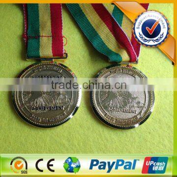 custom medal laser engraving medal with logo enamel, ribbon printed medal