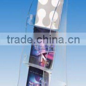 Acrylic Brochure Display Rack floor Acrylic Brochure Display Stand with 3 compartments