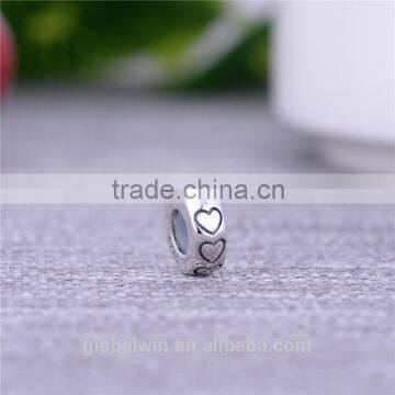 Wholesale Silver Curved Tube Beads Simple Heart Pattern Thai Silver Beads Pure 925 Charms for Bracelet Making STY008 photo-3