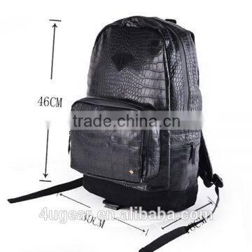 Black Leather School Laptop Backpack