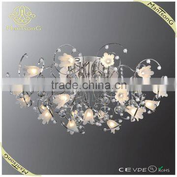 Classic simple decorative indoor white flower shaped glass ceiling light