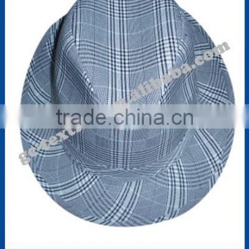 standard fedora hat with checked pattern