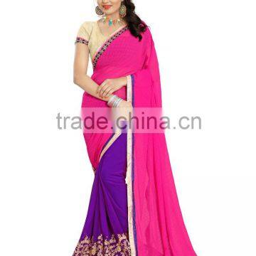 New Pink and blue color weightless saree