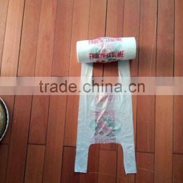 vest,T-shirt plastic grocery bags on roll HDPE customed printed