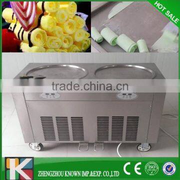 Commercial Frozen yogurt and ice cream roll making machine with Round Pan