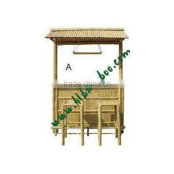 Bamboo Tiki Bar With Bar Stool