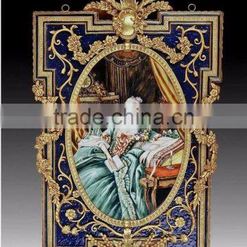 European Noble And Elegant Ceramic Art Fresco, Brass Mounted Ceramic Art & Craft Fresco, Home Decorative Fresco photo-3