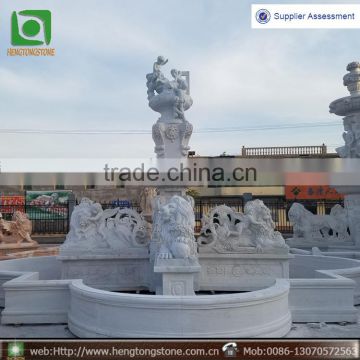 Factory carved big white stone marble fountain with lions and children