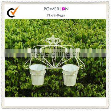 Antique White Wrought Iron Wall Planters photo-2