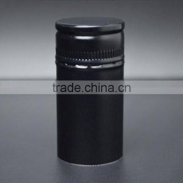 Black shiny aluminum cap screw bottle cap for vodka whiskey