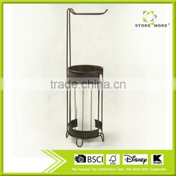 Round Rack, Standing Holder with One Hook, Bronze