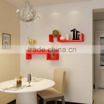 New Design Eco-friendly MDF Wood Home Wall Shelf Lovely Wall Decorative S Shape Mount Shelf Wholesale photo-2