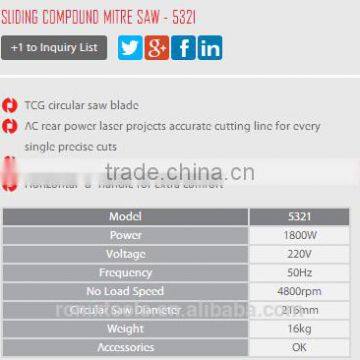 RONIX WOOD CUTTING TOOLS MITER SAW 1800W MODEL 5321 PREMIUM QUALITY photo-2