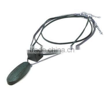 multi strand geometric wood bead pendant necklace long wooden beads sweater necklace layered suede leather chain necklace