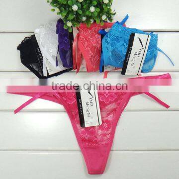 Brand New Sexy Lady T-back Transparent Hot Lady Lace T-back Panties With Bows in Stock photo-3