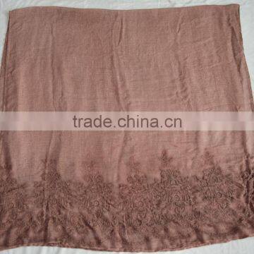 Fashion lady stitching floral popular pashmina shawl plain viscose scarf