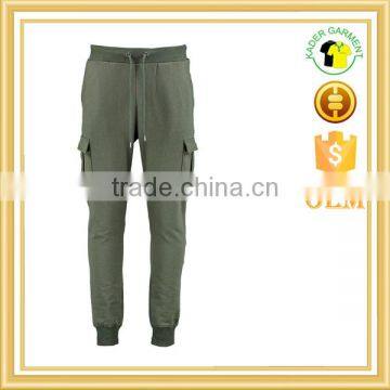 Army Green Tracksuits Bottom 100% Cotton Fleece Joggers With Pockets photo-4