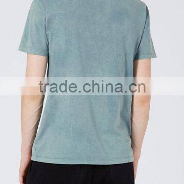 China High-end Short Sleeve Enzyme Wash Blue t Shirts photo-2