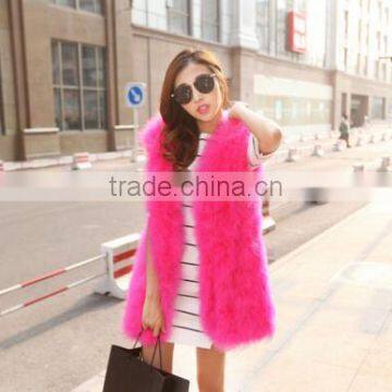 2015 New Long Style Girls V Neck Fire Chicken Feather Vest and Turkey Feathers Gilet photo-5