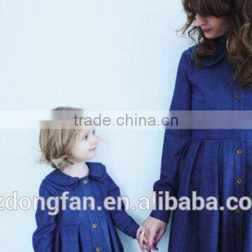 2017 New Arrivel Matching Mother and Daughter Dresses Mommy and me Vintage Denim Dresses photo-3