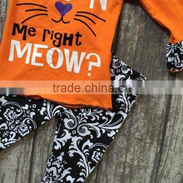 Baby Girls Halloween Clothing Girls Are You Kitten me Right Meow Outfits Girls Halloween Outfits Damask Capri With Accessories photo-3