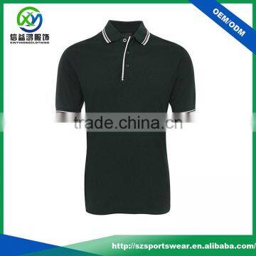 Mens 100% cotton material slim fit design polo shirts with contrast stripes