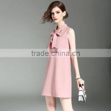 Dresses 2017 Summer High Grade V-neck Slim Sleeveless Elegant Lotus Leaf Swing Design Daily Dress for Women photo-2