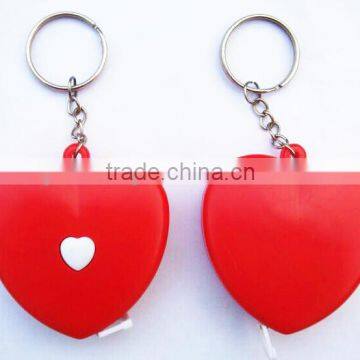 Heart shape promotion gift measuring tape keychain tape 1M tape