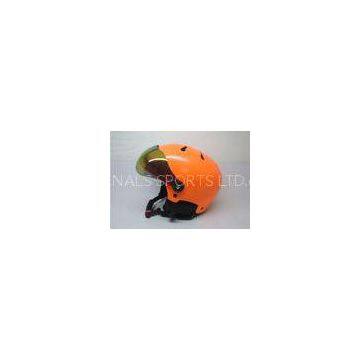 Orange Custom Snow Helmet Visor Abs Shell 10 Vent Hole Adjustable Strap