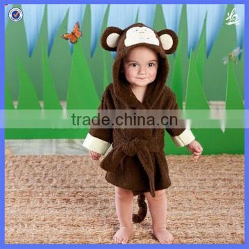 Lovely Monkey shape 100% cotton toddler hooded bathrobe with china factory