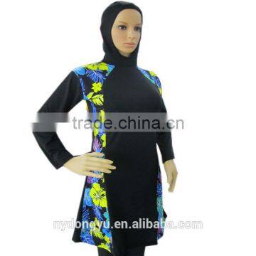 yellow flower muslim swimwear bikini/jlong middle East Arabian muslim bikini swimwear