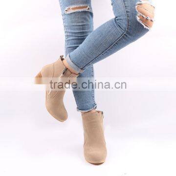 B22421A Europe autumn/winter new design Nubuck Leather zipper chunky heels Ankle boots