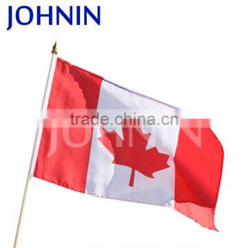 Wholesale 30x45cm 75D Polyester Silk Screen Printing Custom Canada Hand Flag Waving