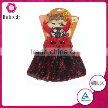 Bat halloween tutu dress costumes with red tiara and veil red bat mask for children