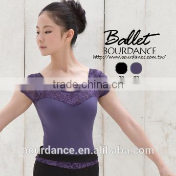 Ballet lace short sleeves leotard.(Ballet leotard)