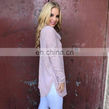 New Fashion Cotton Knit Woman Sweater Top With Curved Hem photo-2