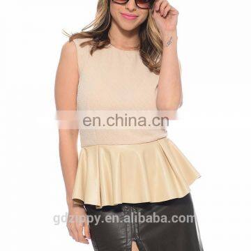 Felling Pretty Peplum Top Beige Ladies Casual Clothes For Summer photo-3