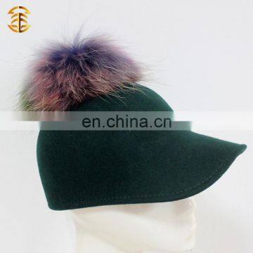 Wholesale New Arrived Women Felt Fedora Hat With Fur Pom Pom Women Felt Fedora Hat