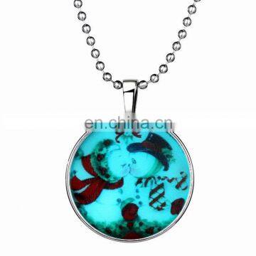 2017 DIY Christmas Snowman And Girl Pattern Glow In The Dark Necklaces Jewelry