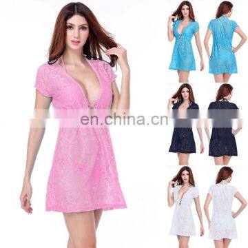 Matches Bikini 2015 Ringed Center Transparent Sexy Design Loose Pattern Lace dress