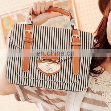 Vintage Striped and Canvas Design Women's Tote Bag